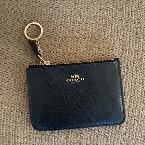 Coach Black Leather Pouch with Gold Keychain